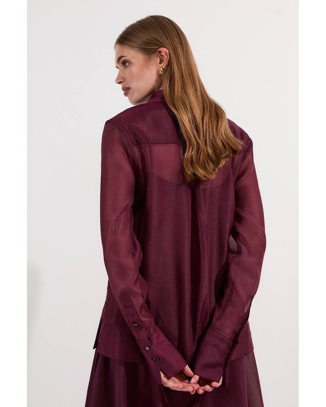 Karen Millen Purple Organdie Woven Shirt