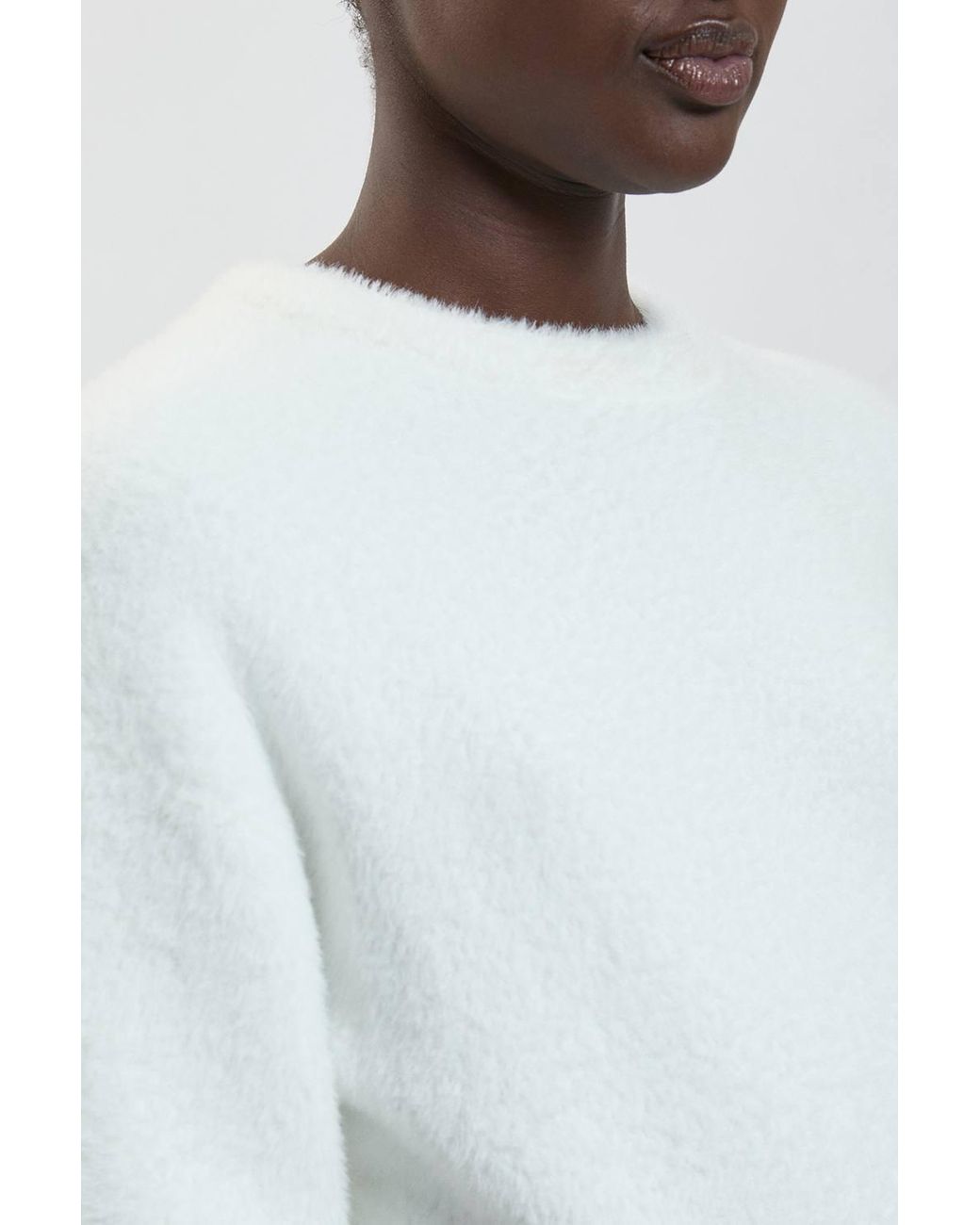 Karen Millen Blue Luxury Fluffy Short Sleeve Knit Jumper