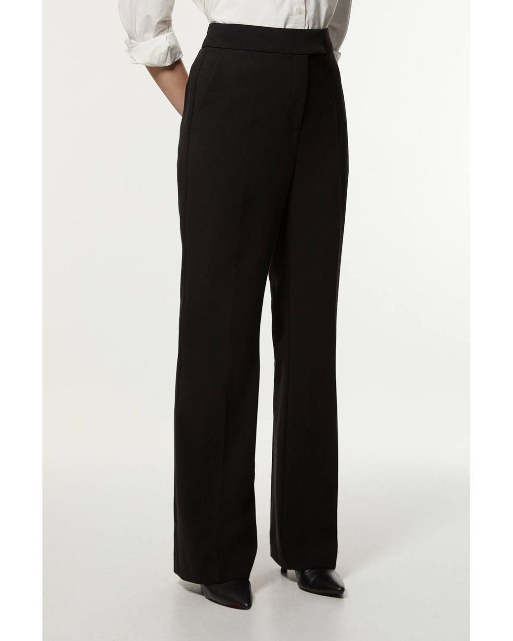 Karen Millen Black Petite Compact Stretch Essential Tailored Straight Leg Trouser