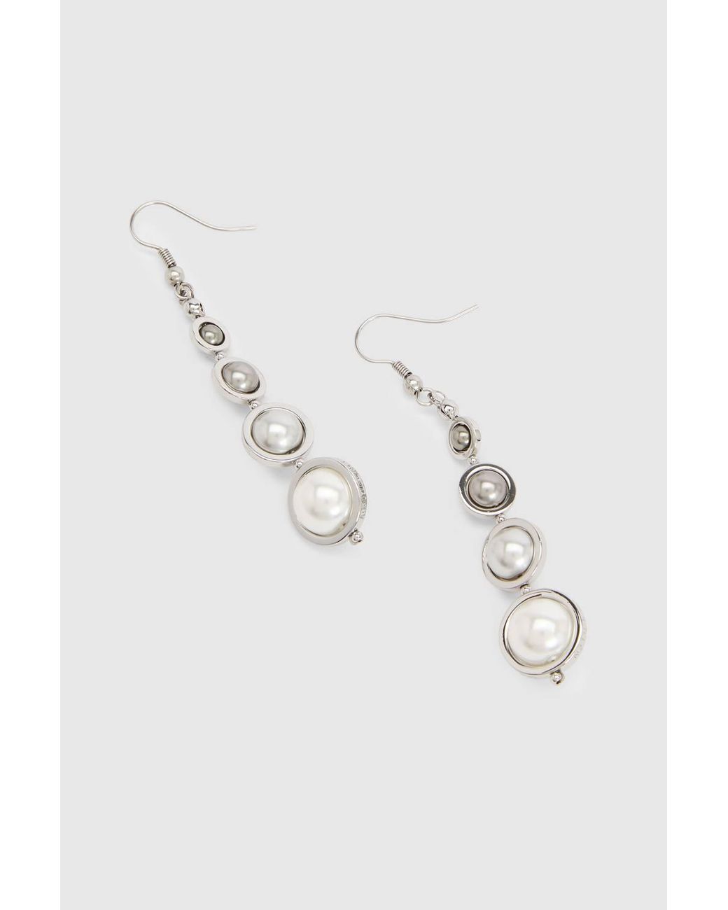 Karen Millen Metallic Logo Pearl Drop Earrings