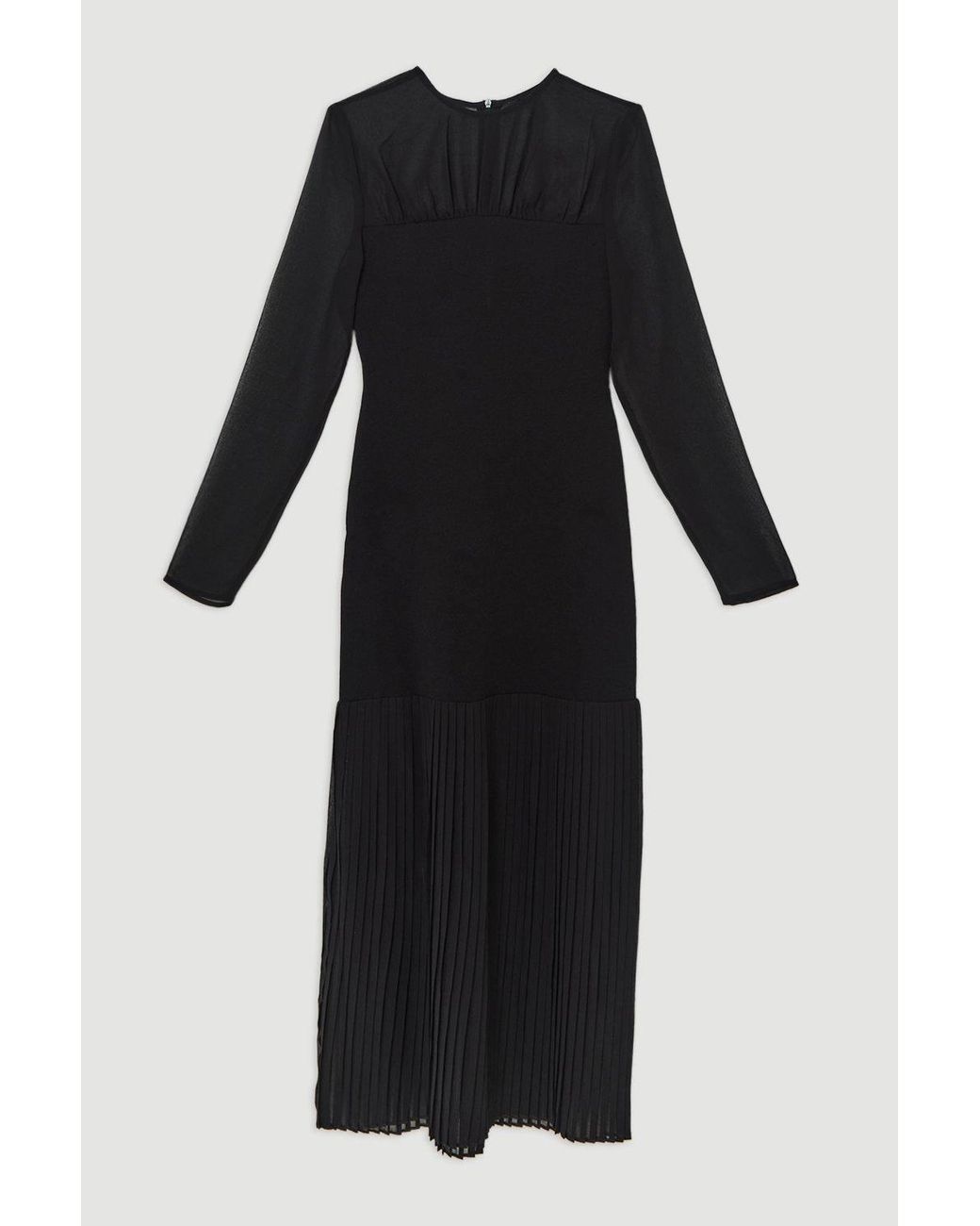 Karen Millen Black Wedding Guest Dresses Forever Ponte And Georgette Jersey Pleated Maxi Dress