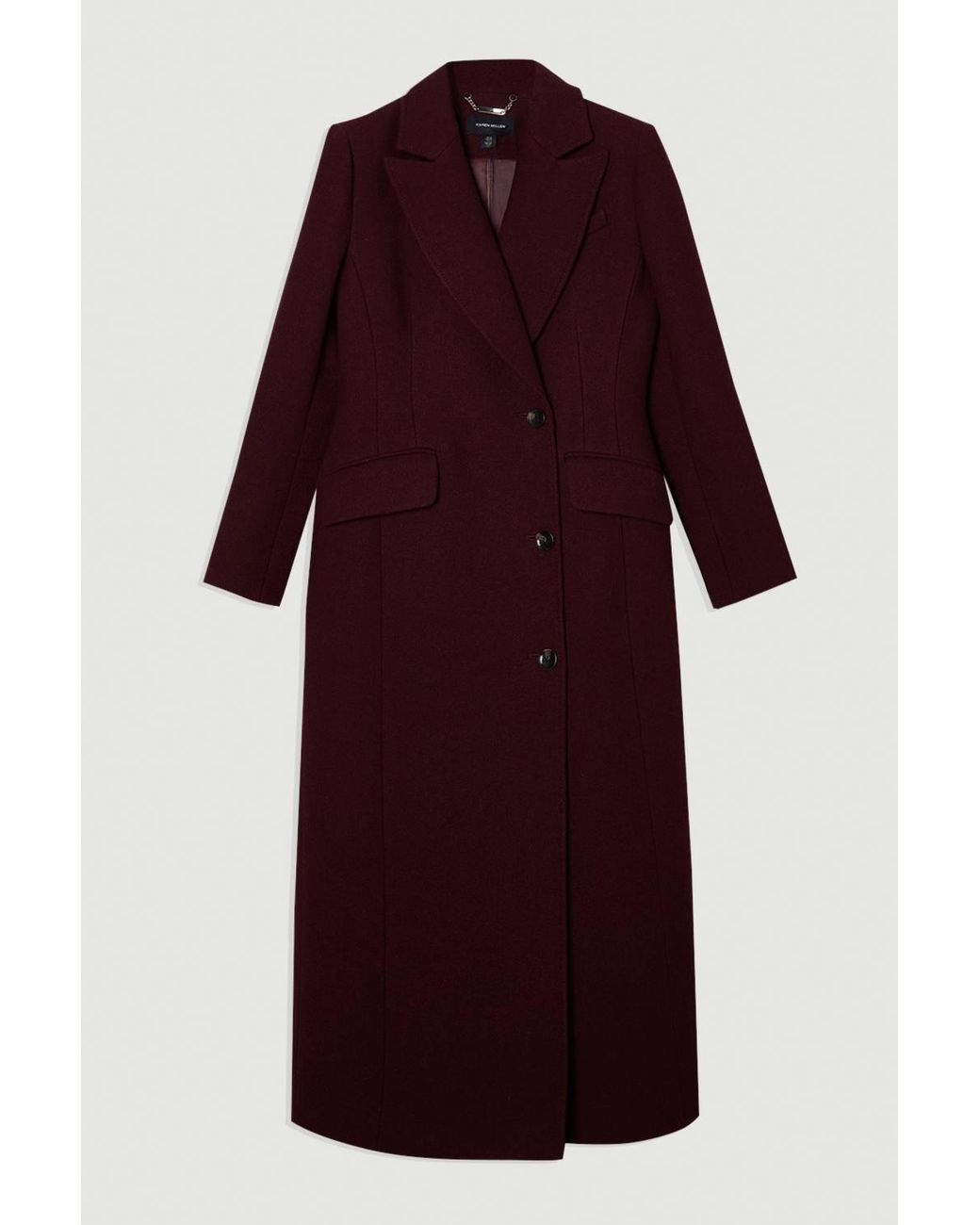 Karen Millen Purple Forever Wool Blend Tailored Fitted Maxi Coat
