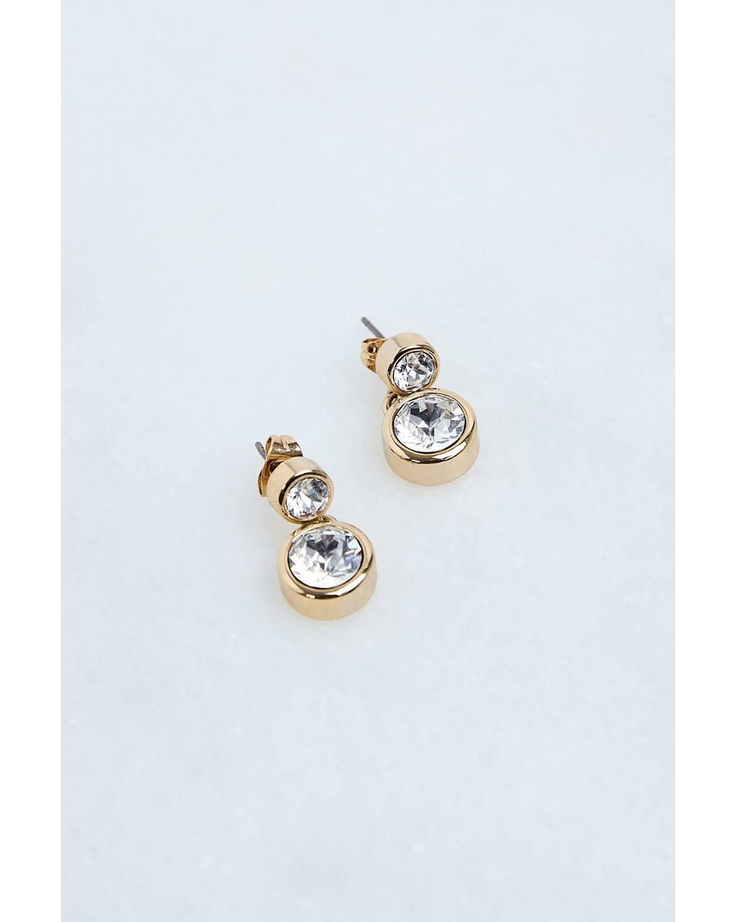 Karen Millen Blue 14Kt Plated Hand Set European Crystal Solitaire Drop Earrings
