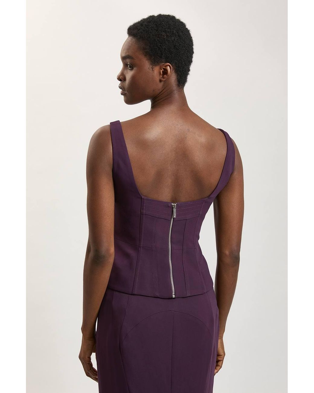 Karen Millen Purple Compact Viscose Corset Top