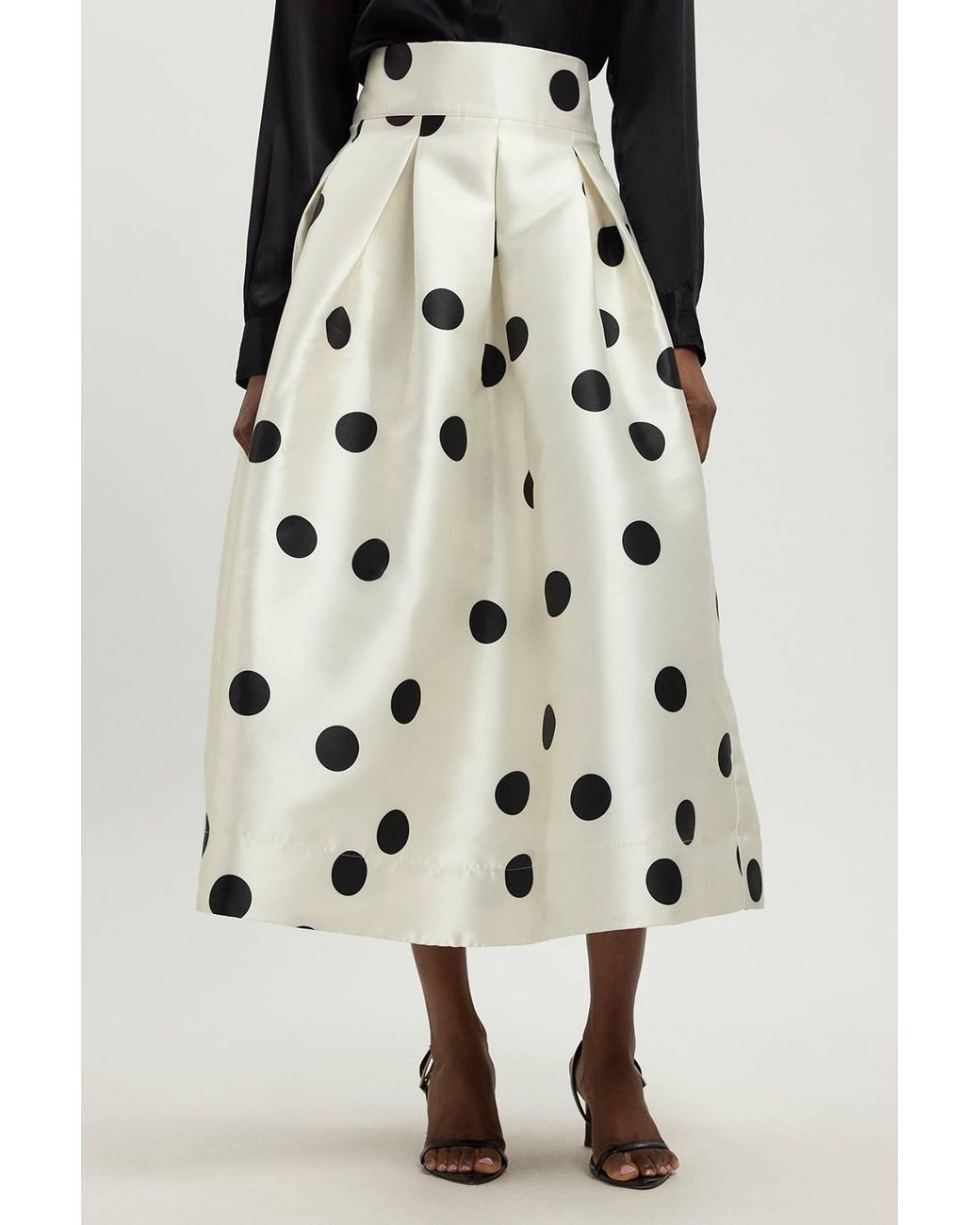 Karen Millen White Spot Woven Twill Prom Skirt