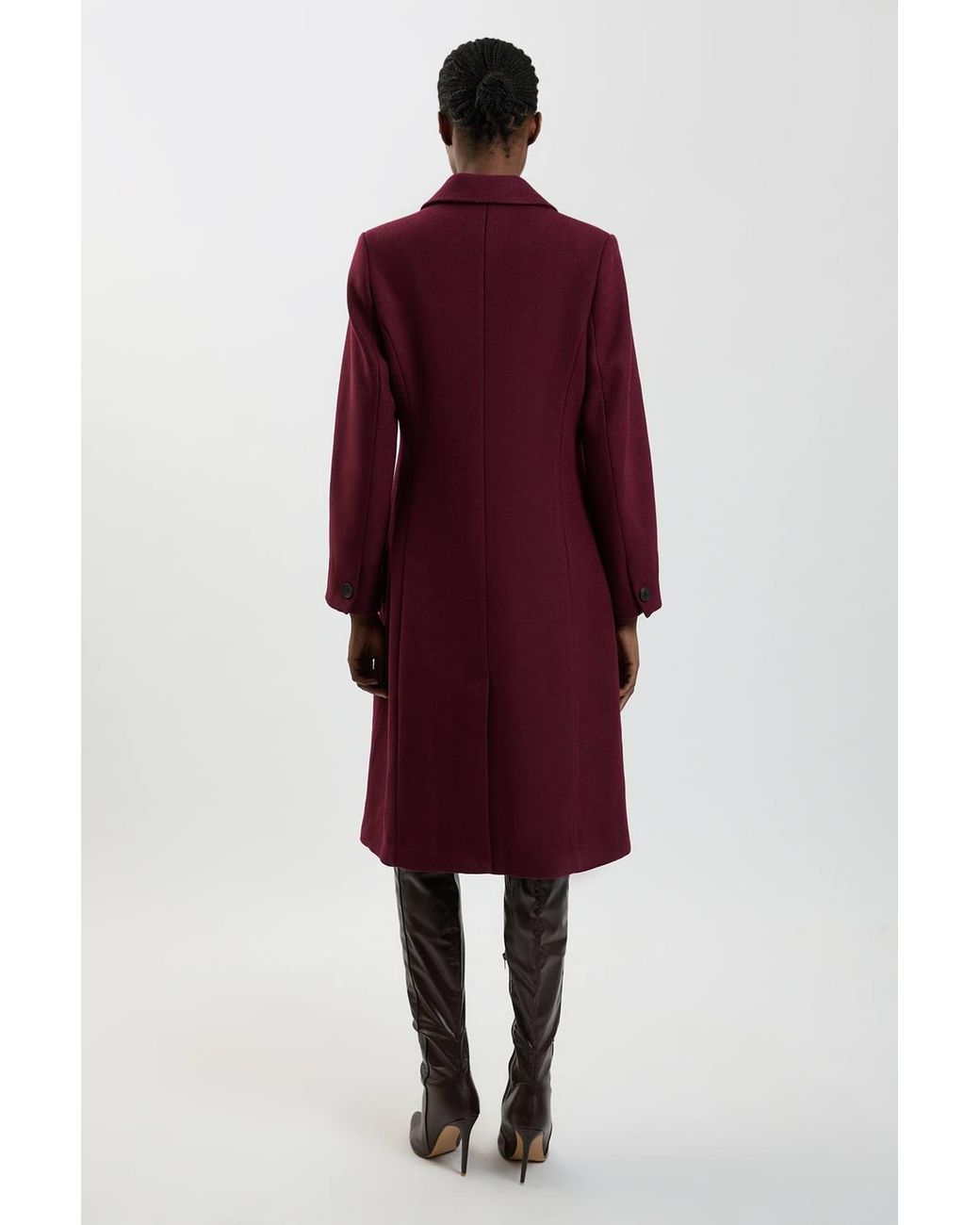 Karen Millen Petite Wool Fitted Double Breasted Tailored Midi Coat