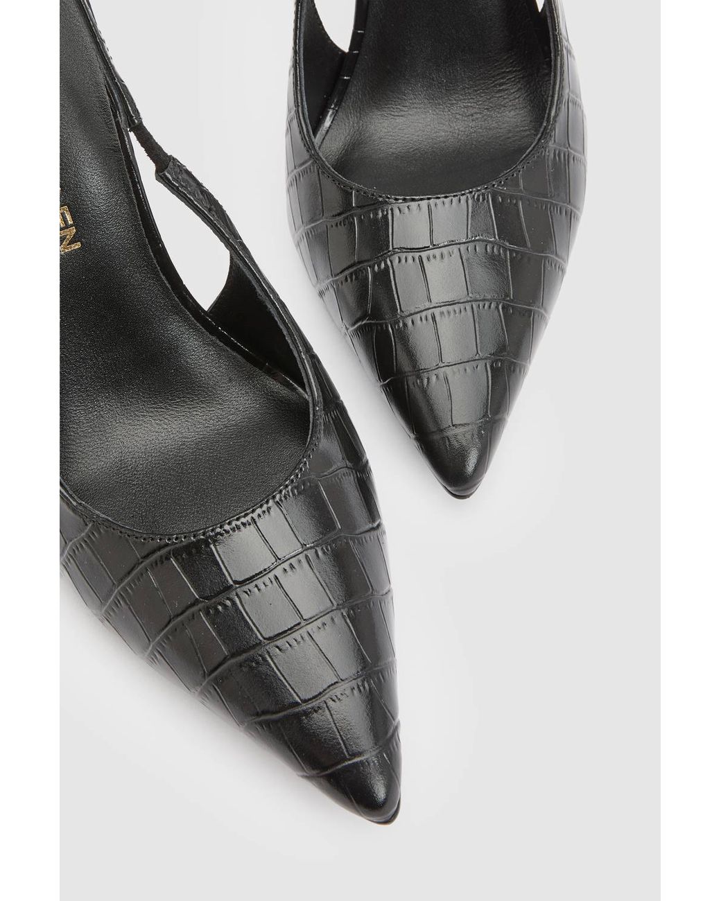 Karen Millen White Croc Leather Slingback Heeled Shoe