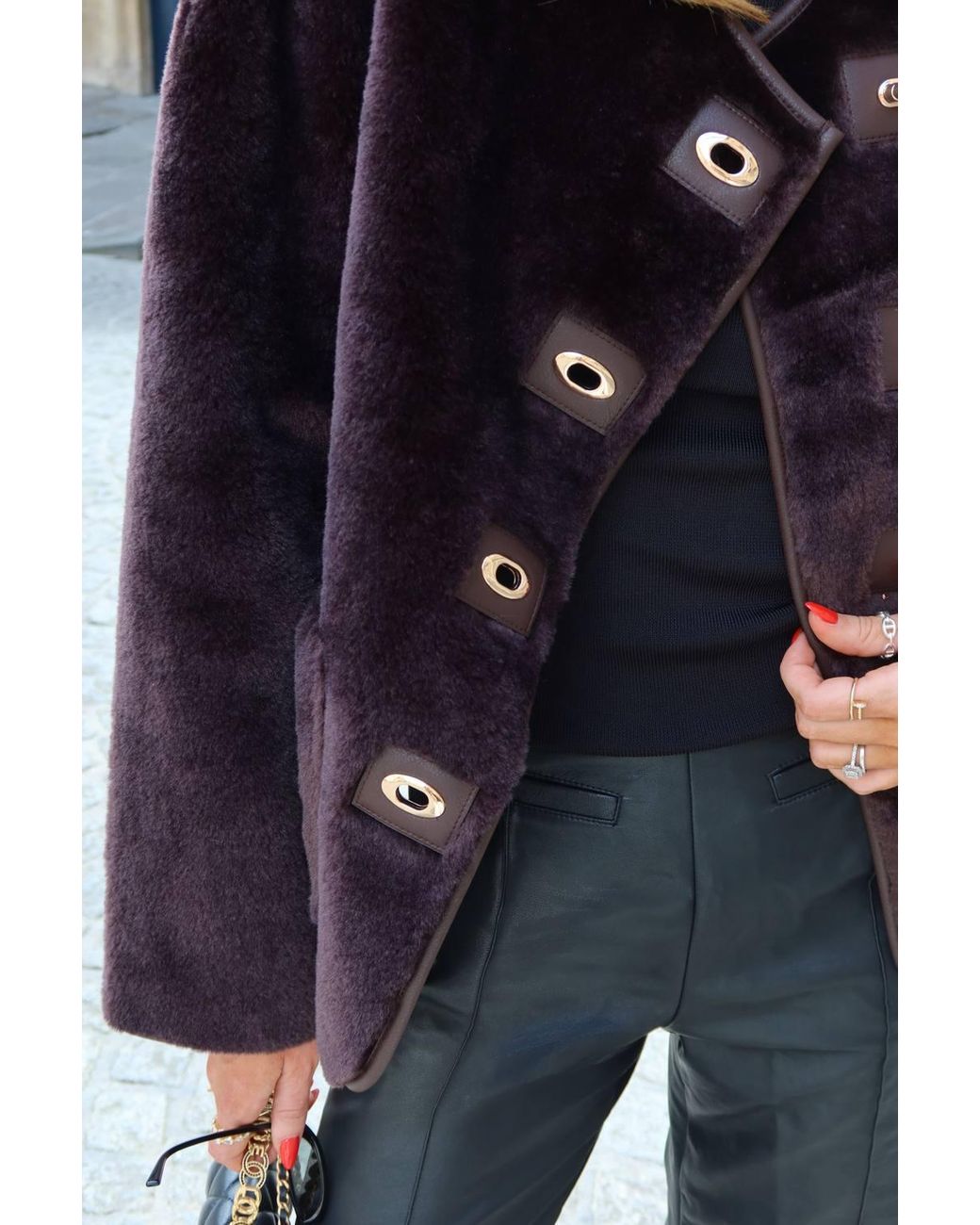Karen Millen Black Faux Fur Tipped Turnlock Coat