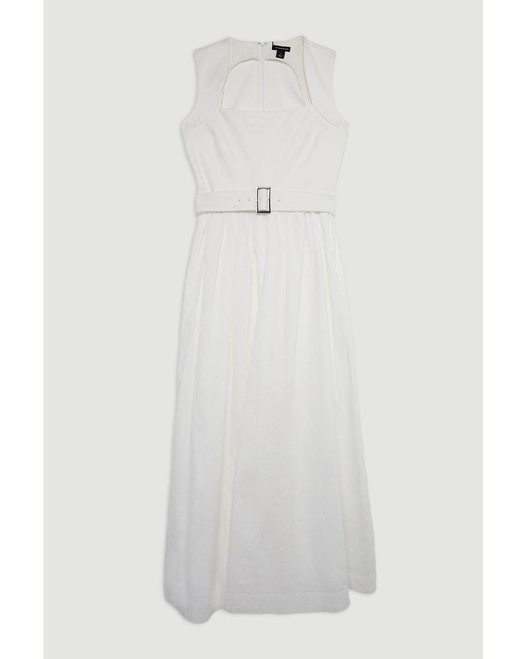 Karen Millen Gray Scoop Neck Jersey Cotton Mix Maxi Dress