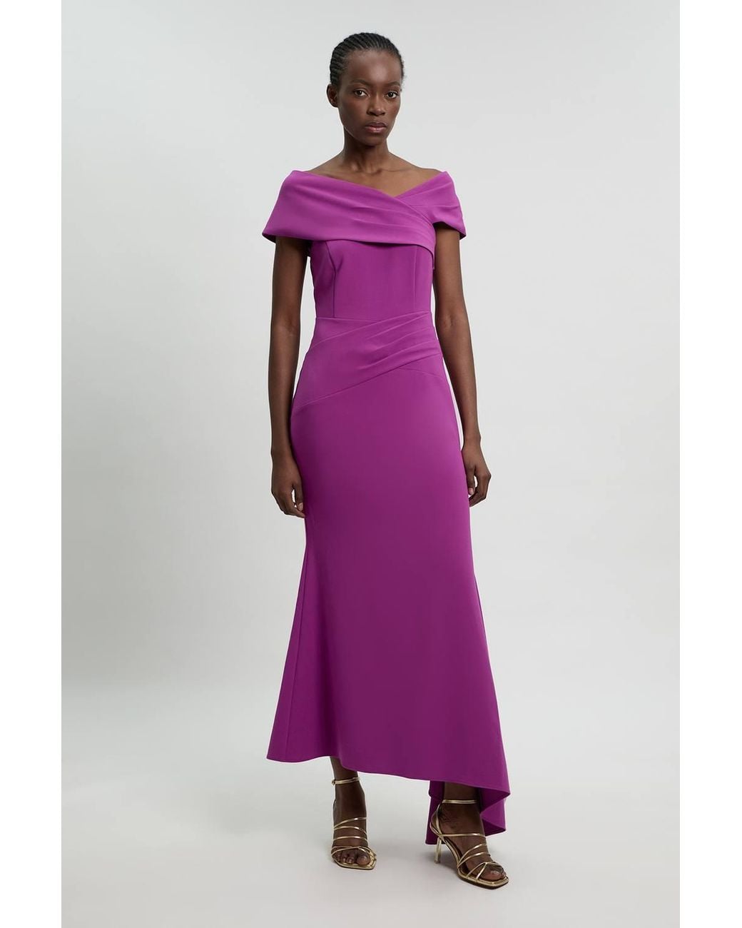 Karen Millen Purple Compact Stretch Viscose Bandeau Maxi Dress