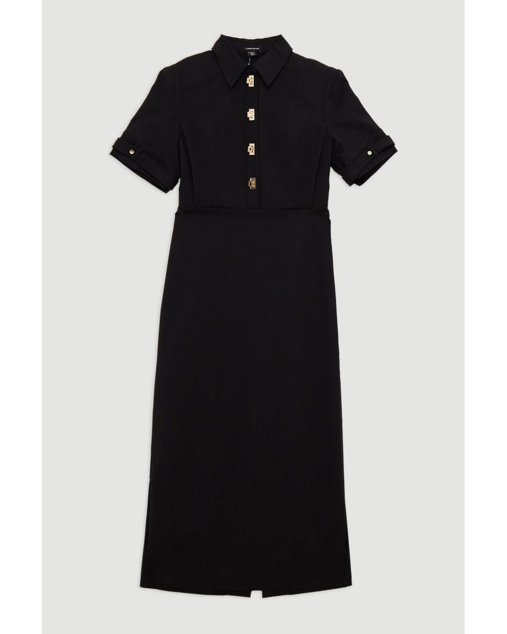 Karen Millen Black Essential Techno Shirt Sleeve Woven Shirt Dress With Hardware