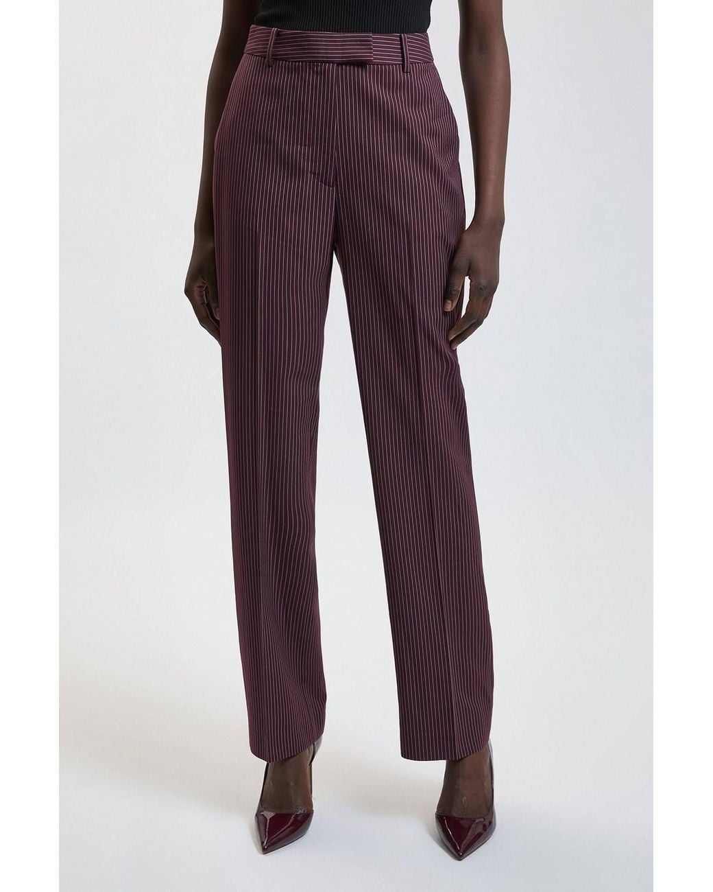 Karen Millen Pinstripe Tailored Wide Leg Trouser