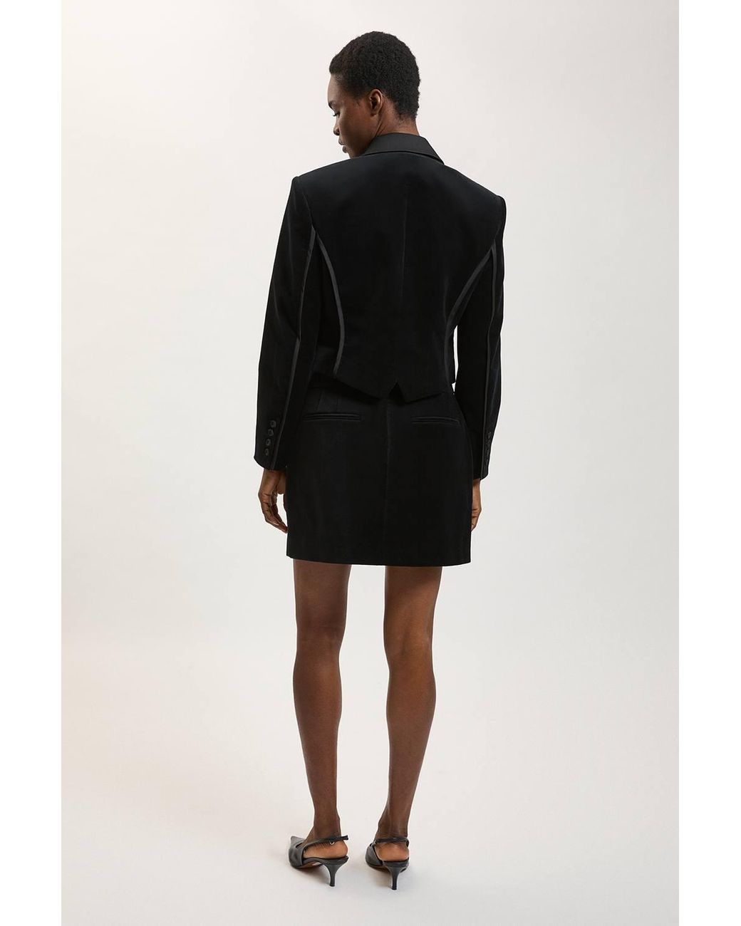 Karen Millen Black Tailored Velvet Mini Skirt