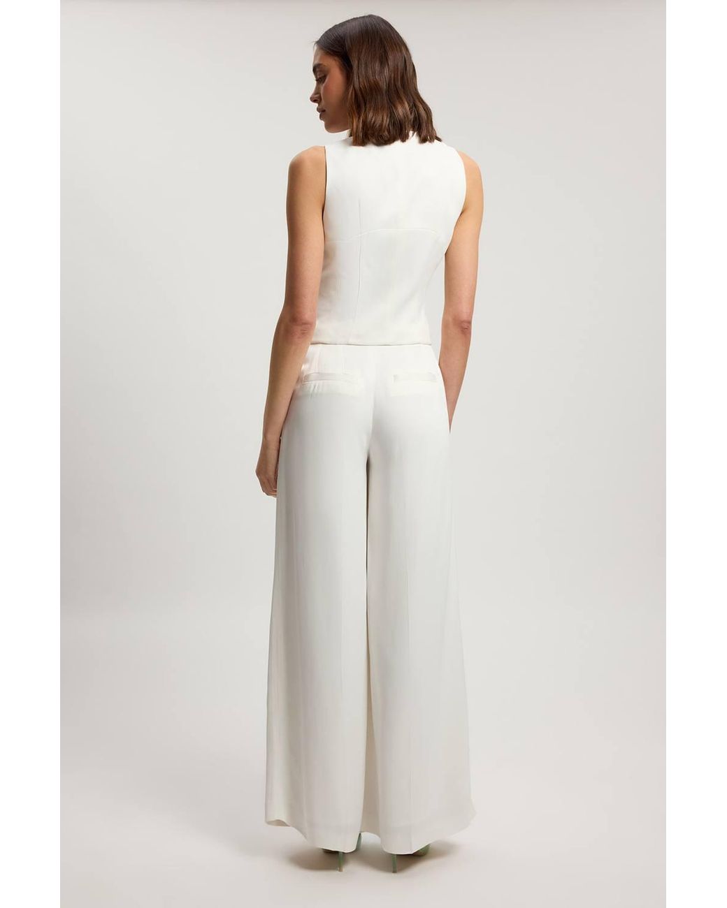 Karen Millen Gray Petite Tailored Satin Kick Flare Trouser