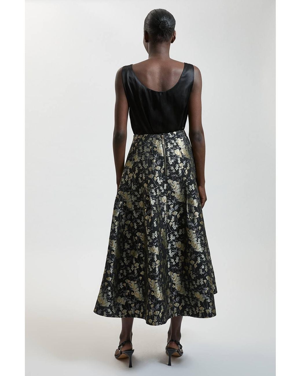 Karen Millen White Jacquard Full Midi Skirt
