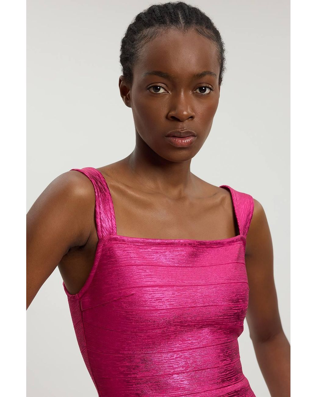 Karen Millen Red Foil Metallic Figure Form Bandage Strappy Top