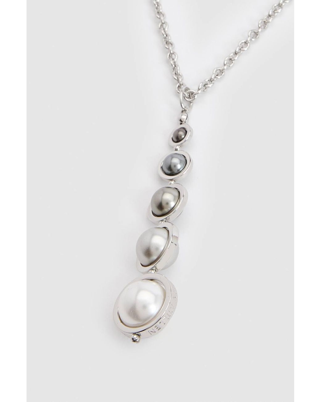 Karen Millen Brown Logo Pearl Pendant Necklace