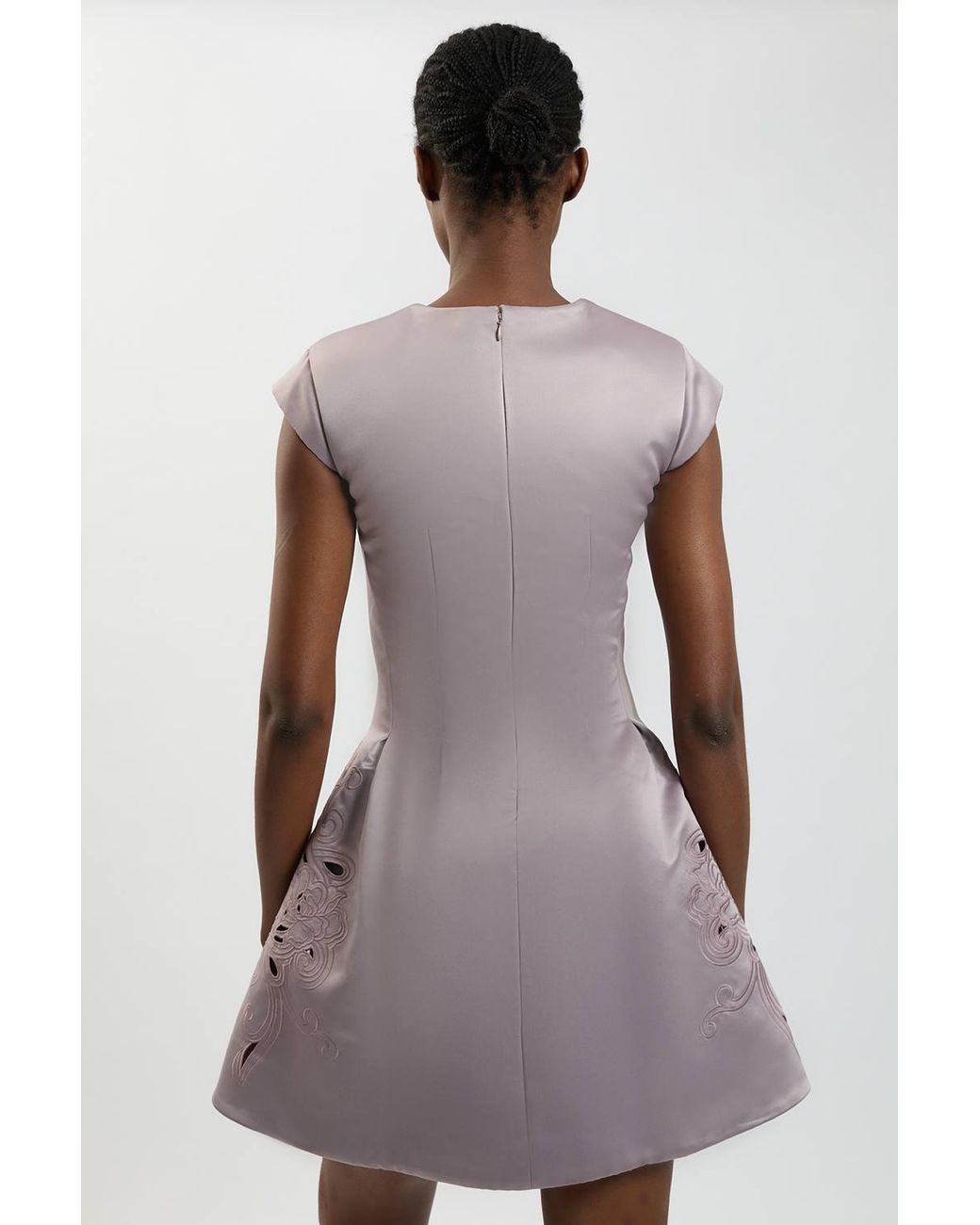 Karen Millen Multicolor Tailored Satin Cutwork Mini Dress