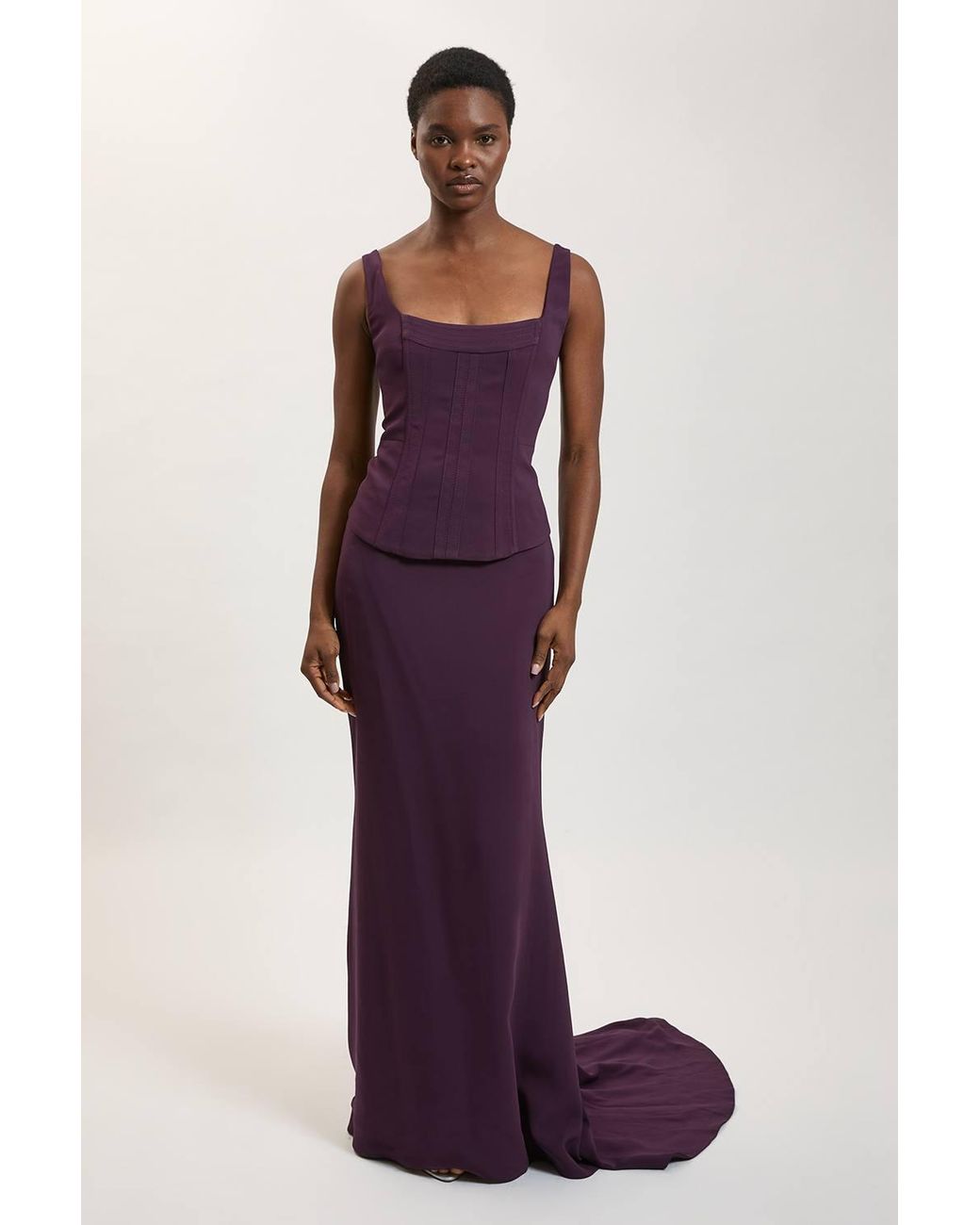Karen Millen Purple Compact Viscose Corset Top
