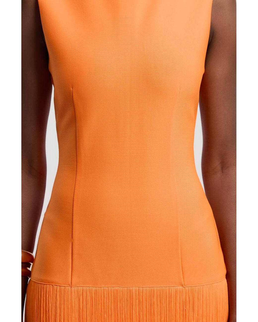 Karen Millen Orange Figure Form Bandage Tassel Hem Knitted Dress
