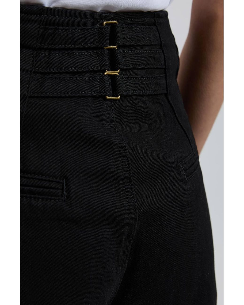 Karen Millen Black Denim Seam Detail Wide Leg Jeans