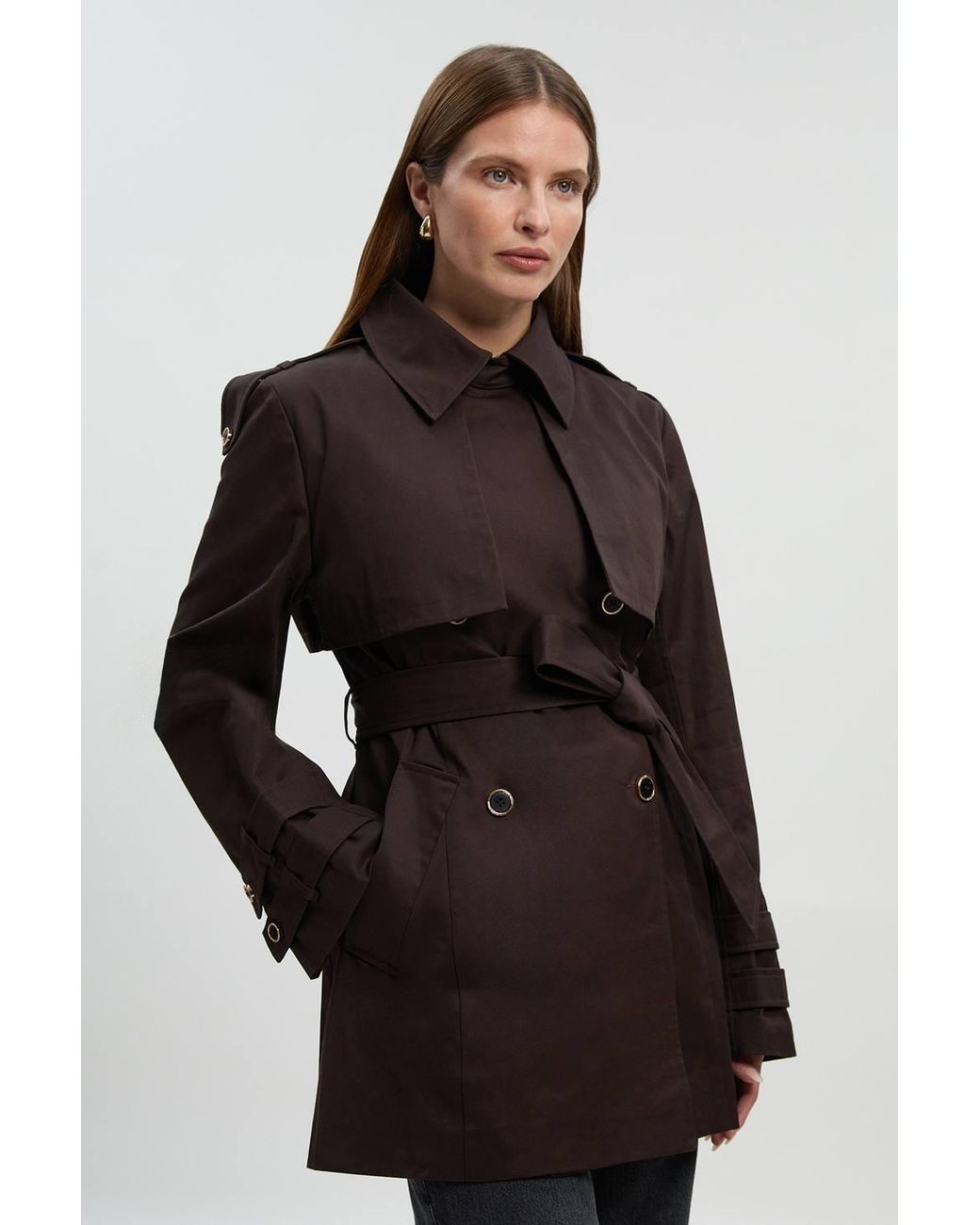 Karen Millen Black Short Trench Coat