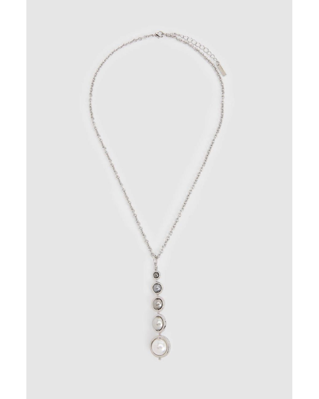 Karen Millen Brown Logo Pearl Pendant Necklace