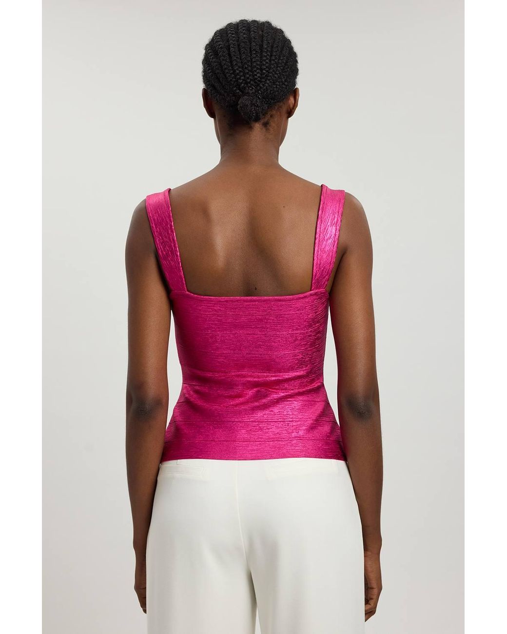 Karen Millen Red Foil Metallic Figure Form Bandage Strappy Top