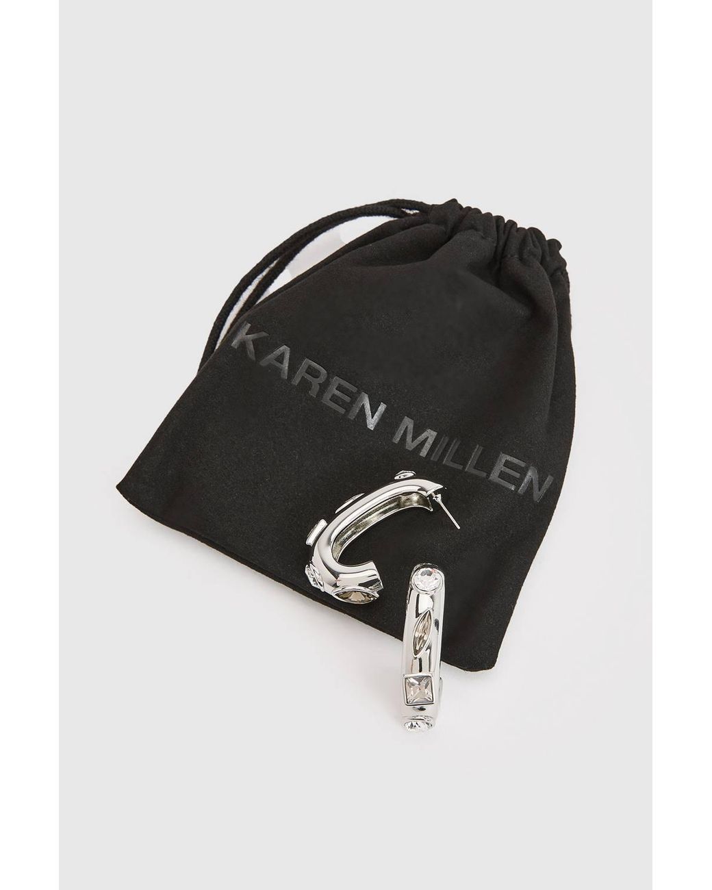 Karen Millen Brown Crystal Hoop Statement Earrings