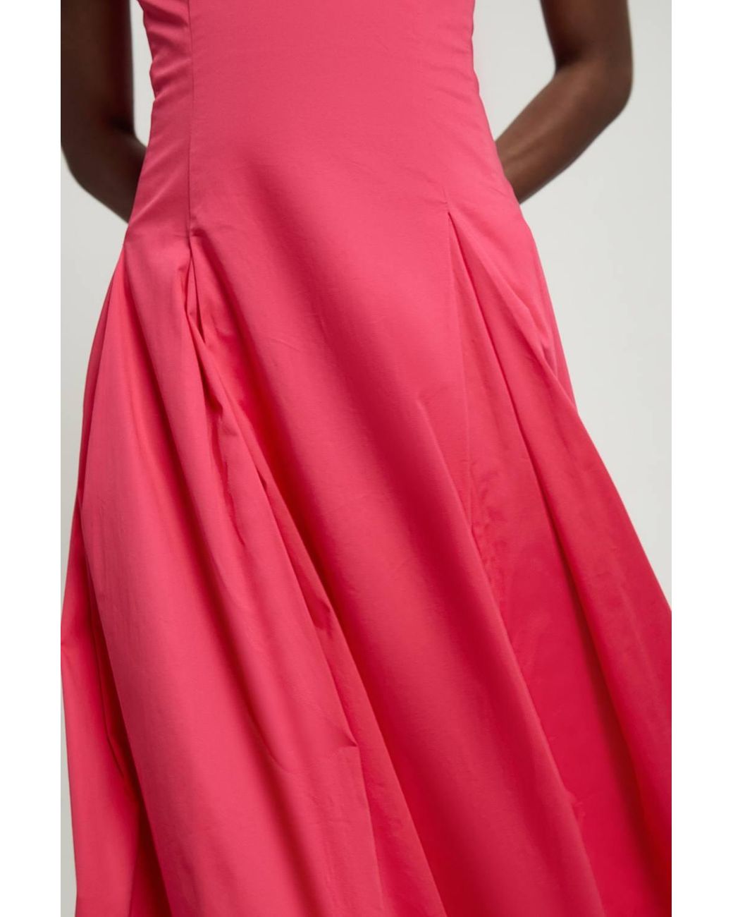 Karen Millen Red Petite Cotton Sateen V Neck Maxi Dress