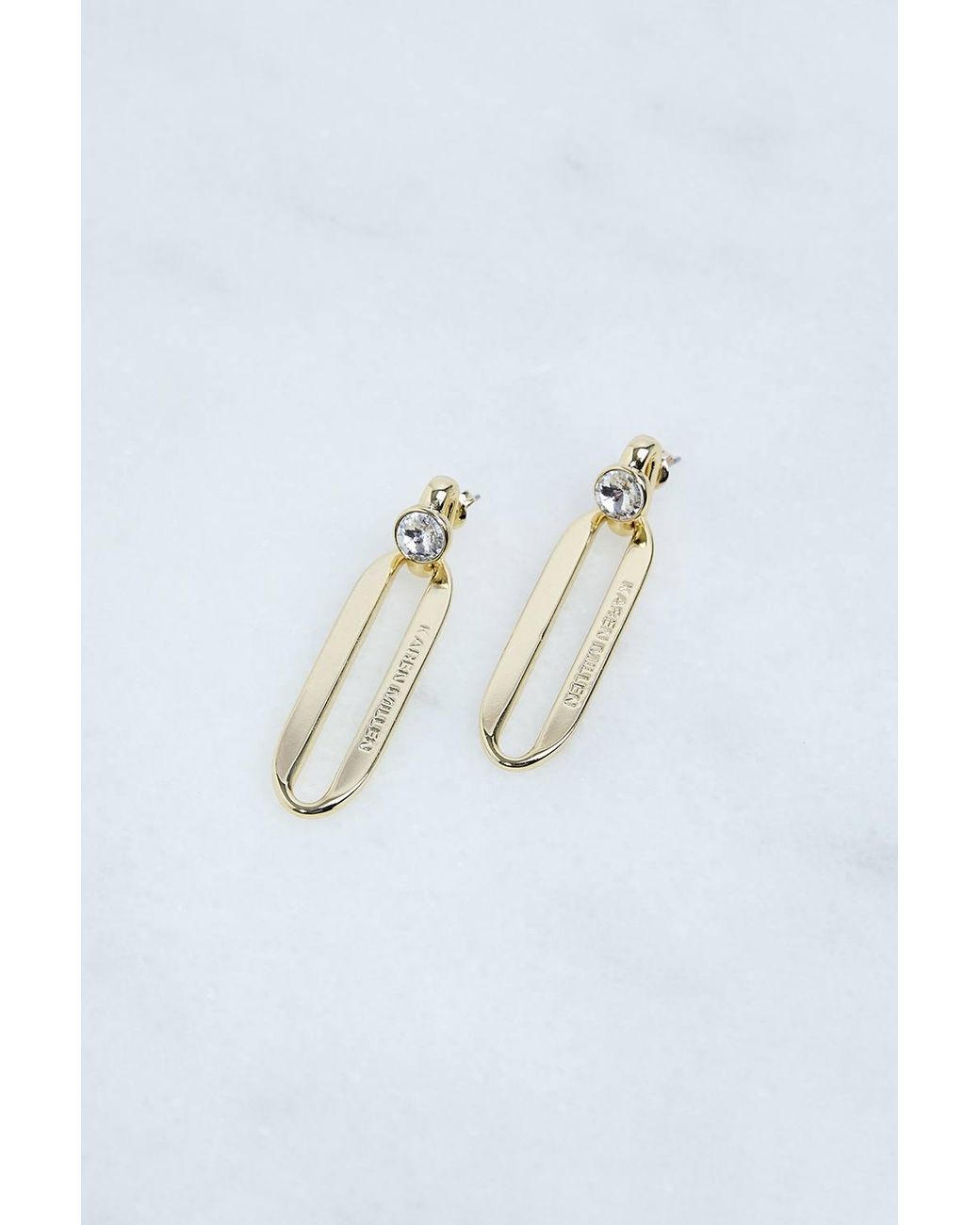 Karen Millen Blue Hand Set European Crystal Ellipse Drop Earrings