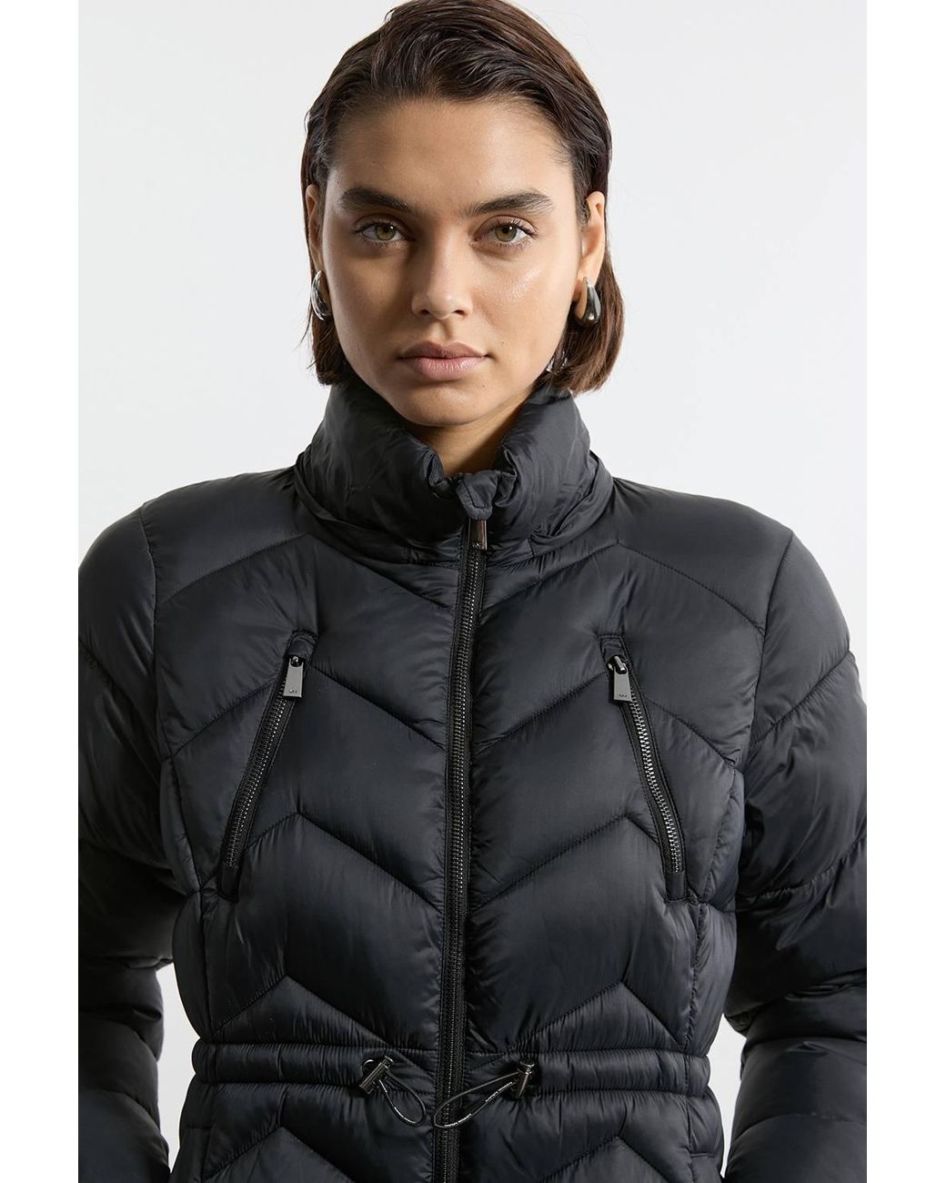 Karen Millen Black Lightweight Knee Length Packable Coat