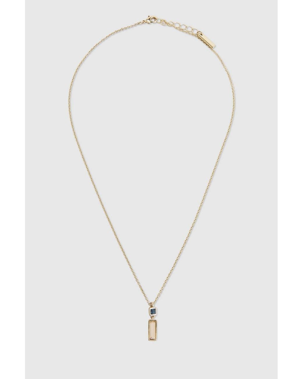 Karen Millen Blue Crystal Baguette Pendant Necklace