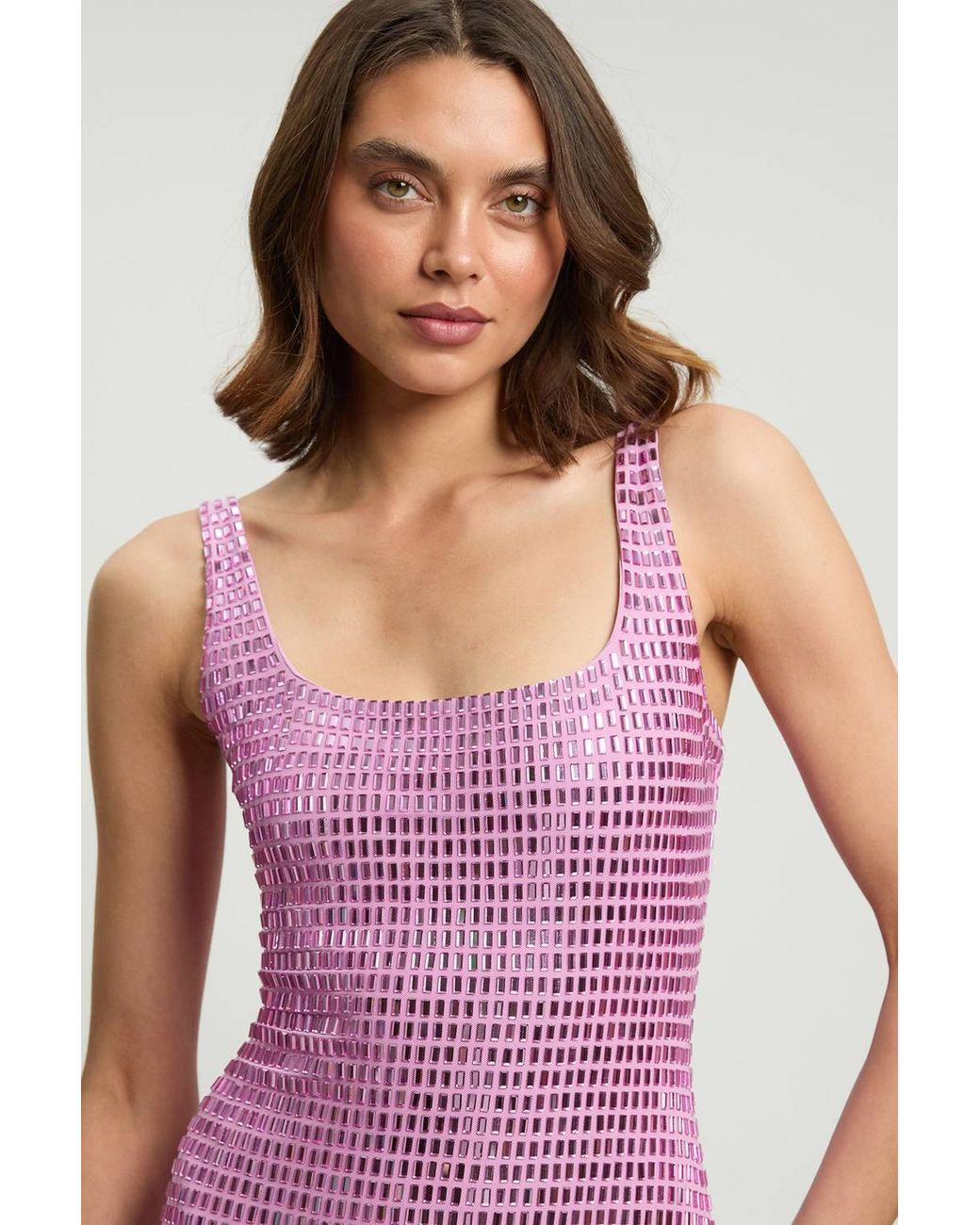 Karen Millen Pink Whitley Neill Petite Premium Crystal Embellished Midi Dress