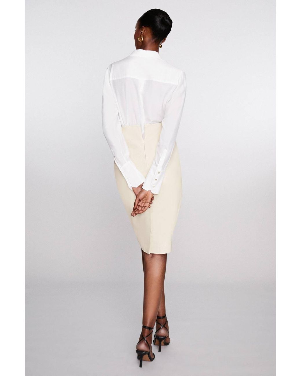 Karen Millen Natural Forever Leather Signature Pencil Skirt