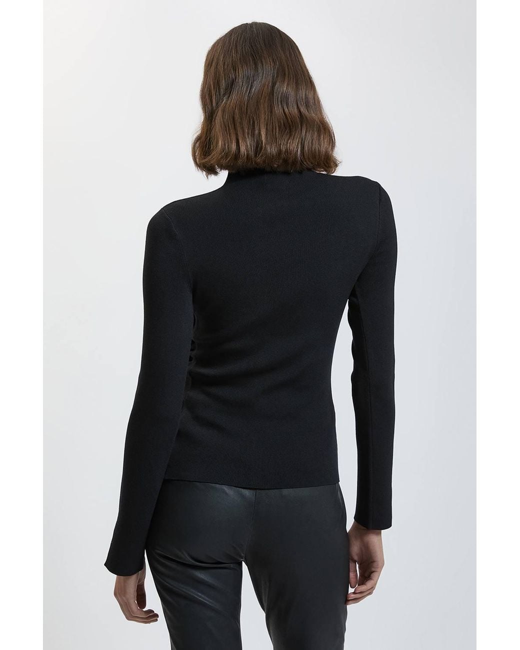 Karen Millen Black Asymmetric Fastening Viscose Knit Jumper