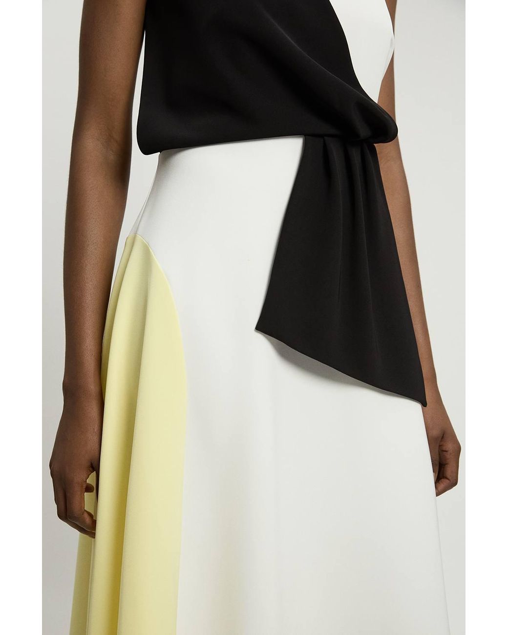 Karen Millen Natural Soft Tailored Colour Block Detail Midi Dress