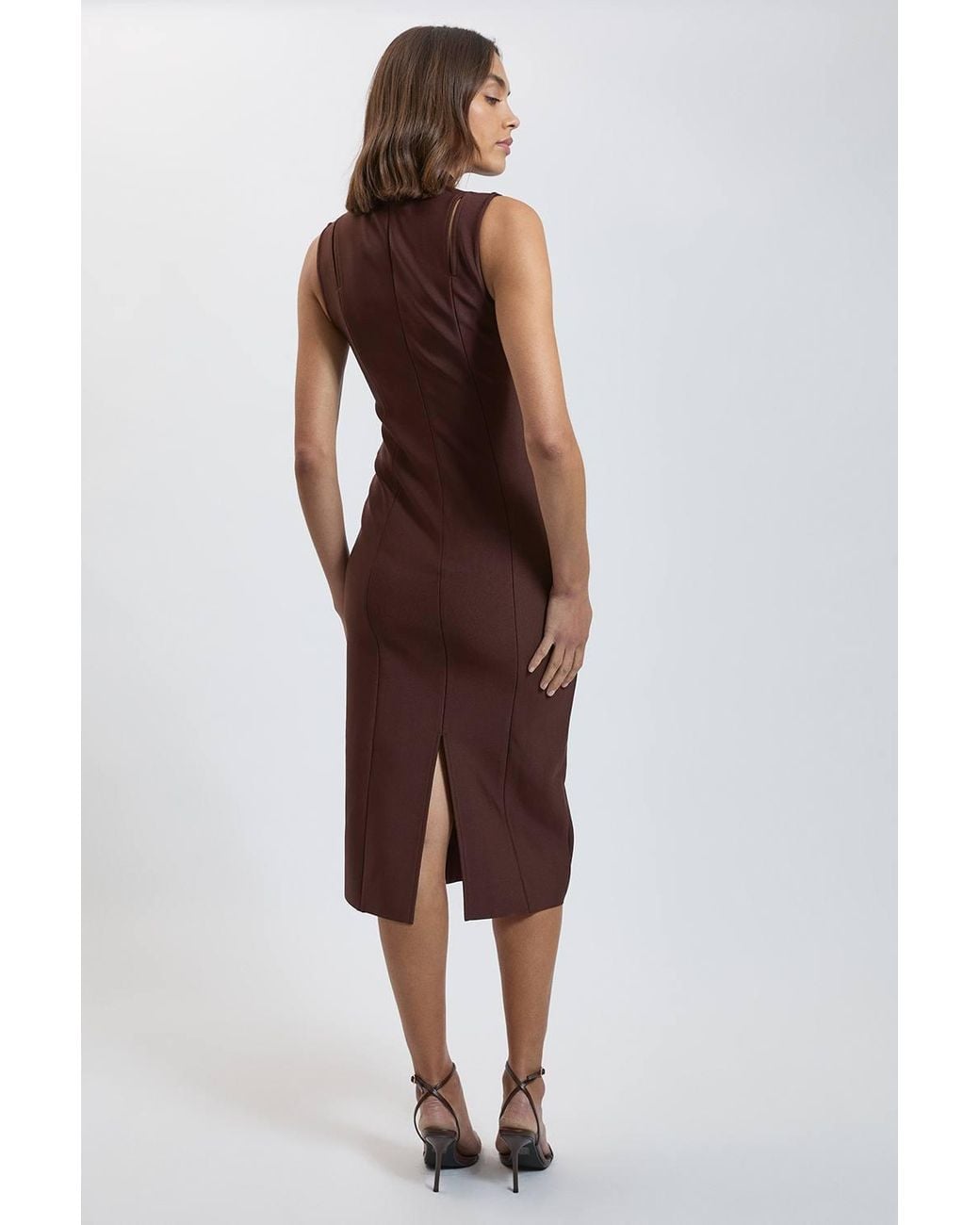 Karen Millen Purple Bandage Figure Form Cut Out Knitted Midi Dress