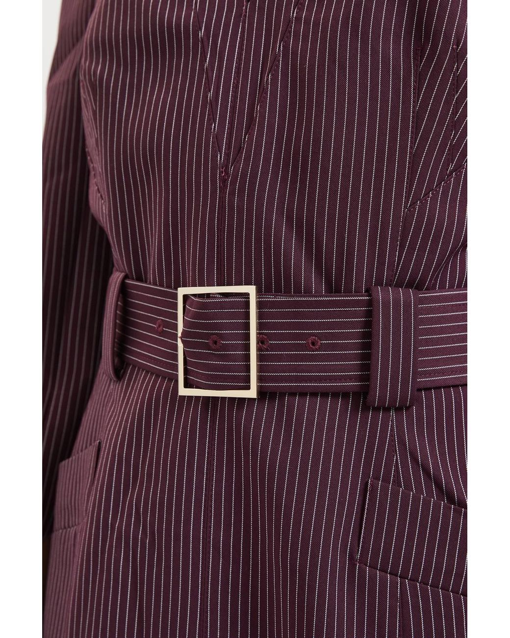 Karen Millen Purple Pinstripe Forever Pencil Midi Dress