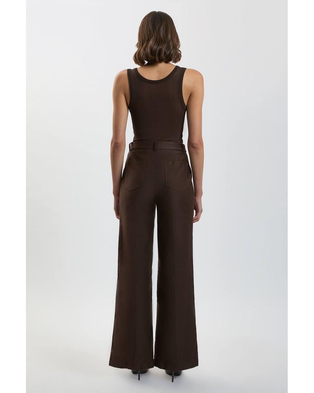 Karen Millen Brown Stretch Twill Tailored Pocket Trouser
