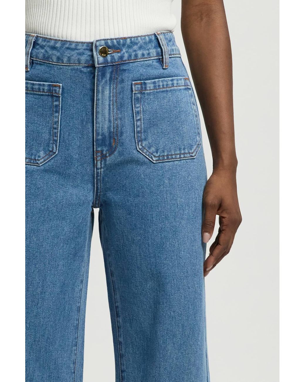 Karen Millen Blue Harper's Bazaar Denim Straight Leg Pocket Jeans