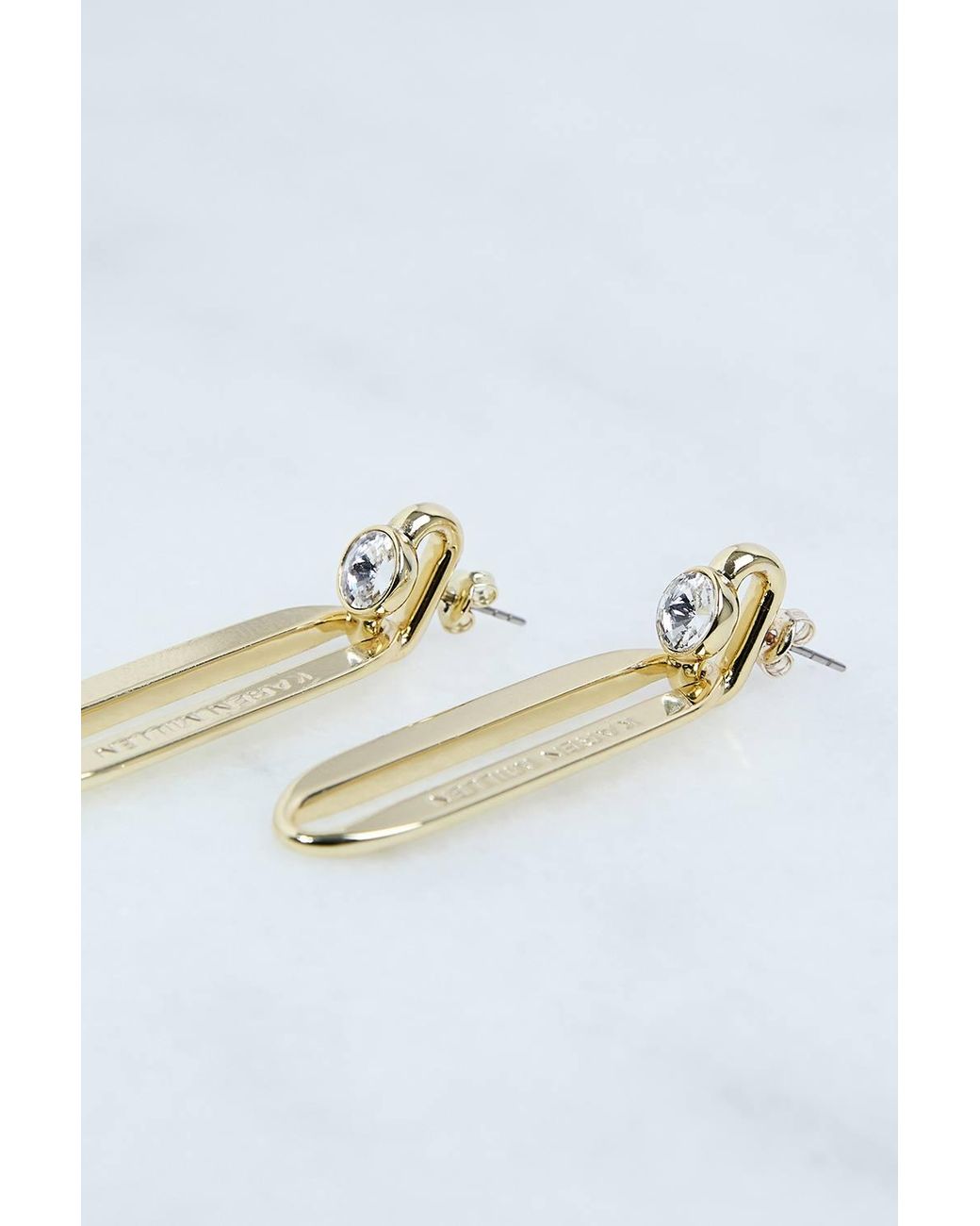 Karen Millen Blue Hand Set European Crystal Ellipse Drop Earrings