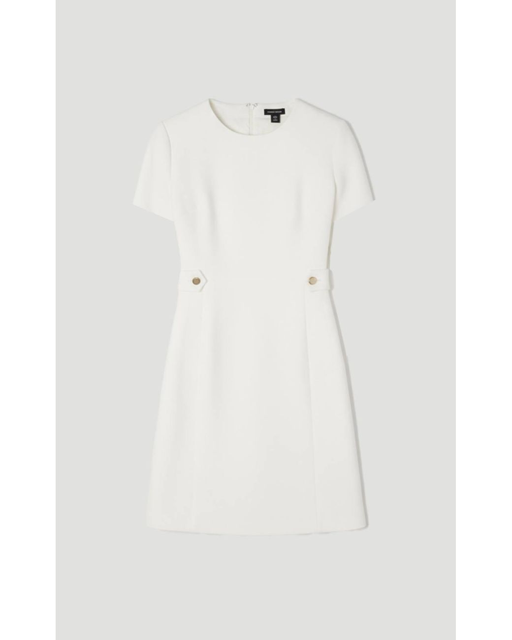 Karen Millen White Compact Stretch Essential Waist Tab Detail Tailored Mini Dress