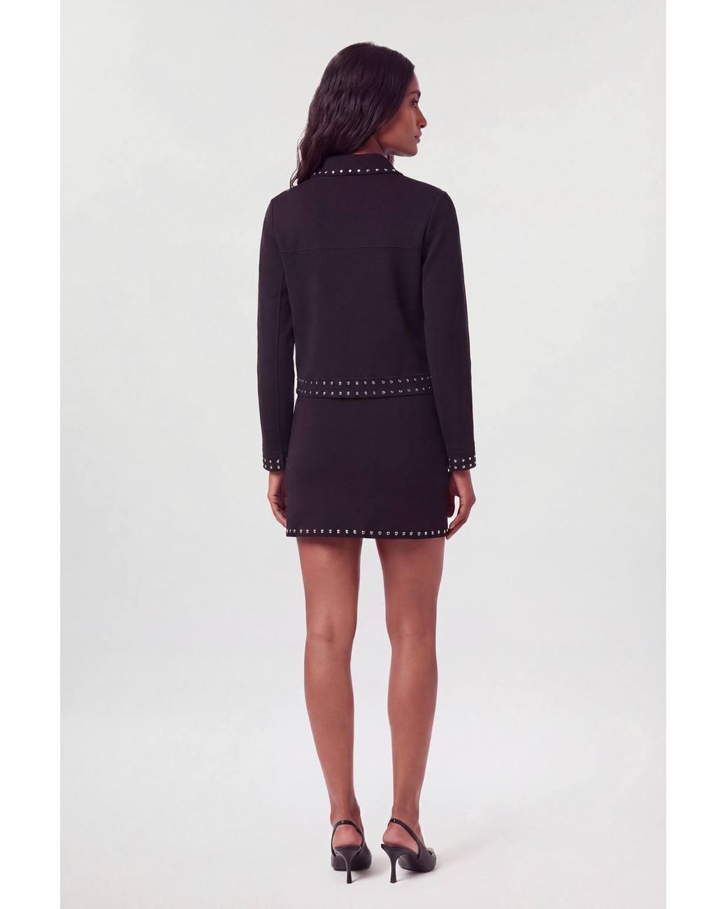 Karen Millen Blue Studded Collared Knitted Jacket