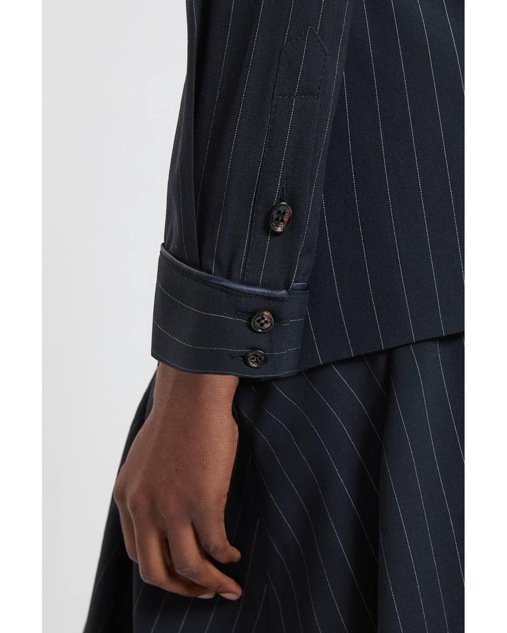 Karen Millen Blue Tailored Pinstripe Collared Maxi Dress