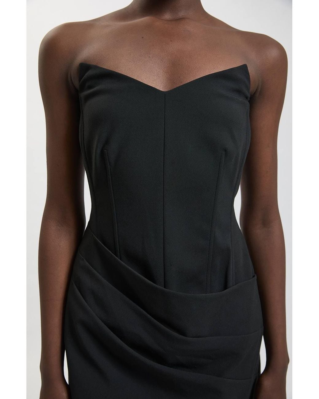 Karen Millen Black Compact Stretch Bandeau Mini Dress