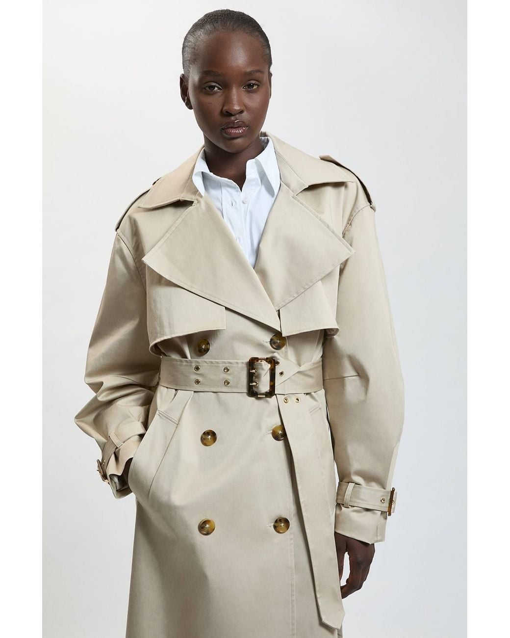 Karen Millen Natural Belt Detail Trench Coat