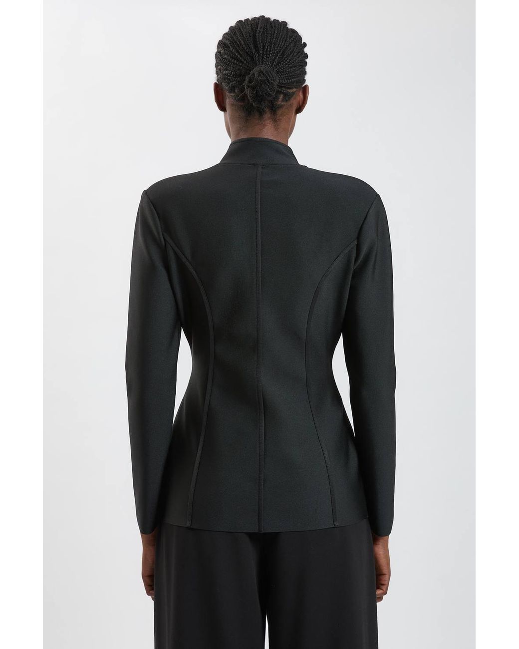 Karen Millen Black Embellished Figure Form Fitted Blazer Jacket