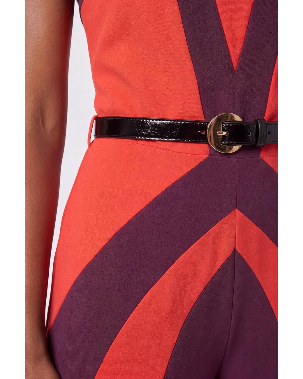 Karen Millen Compact Stretch Colour Block Tailored Bandeau Jumpsuit