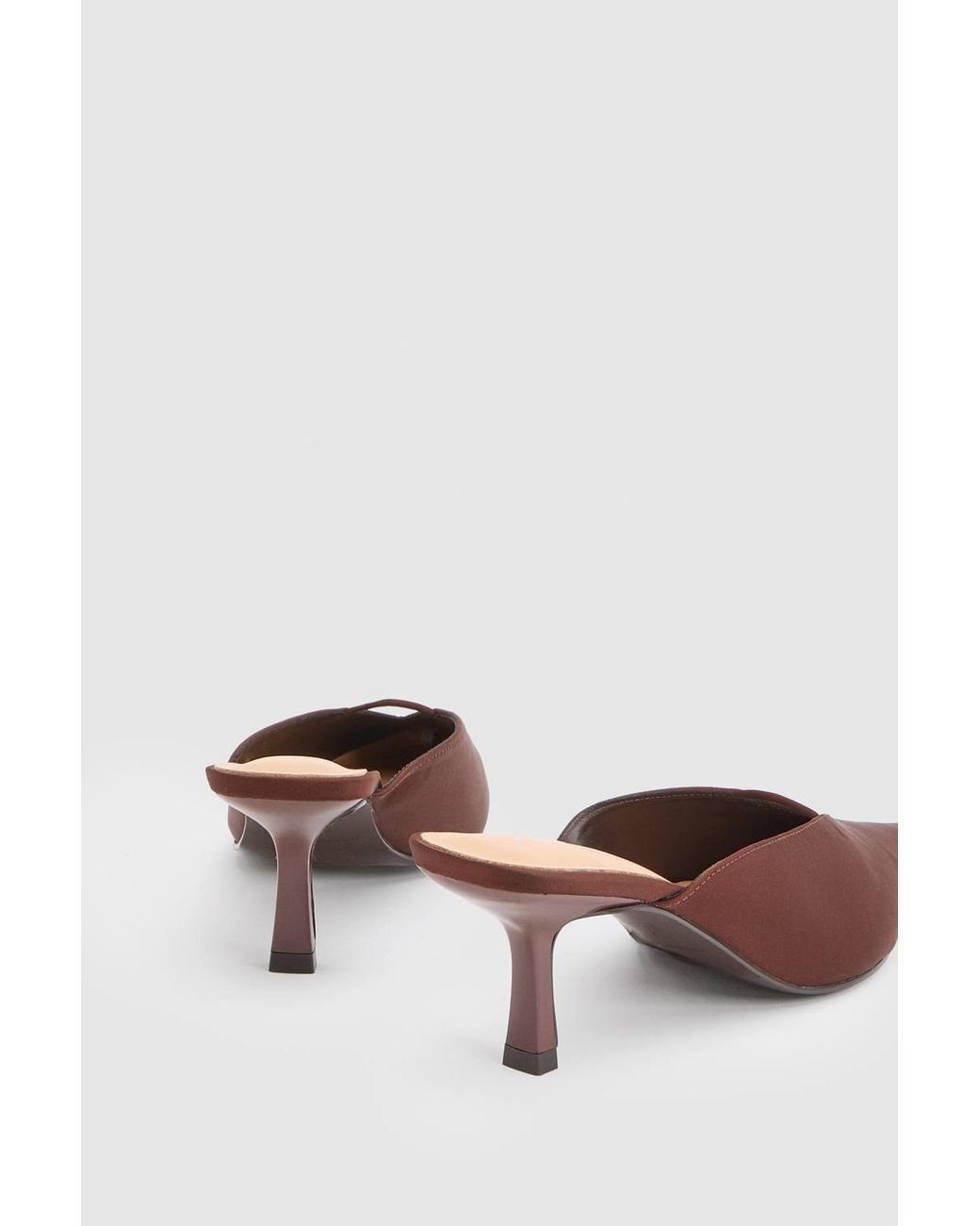 Karen Millen Brown Satin Closed Toe Heeled Mules